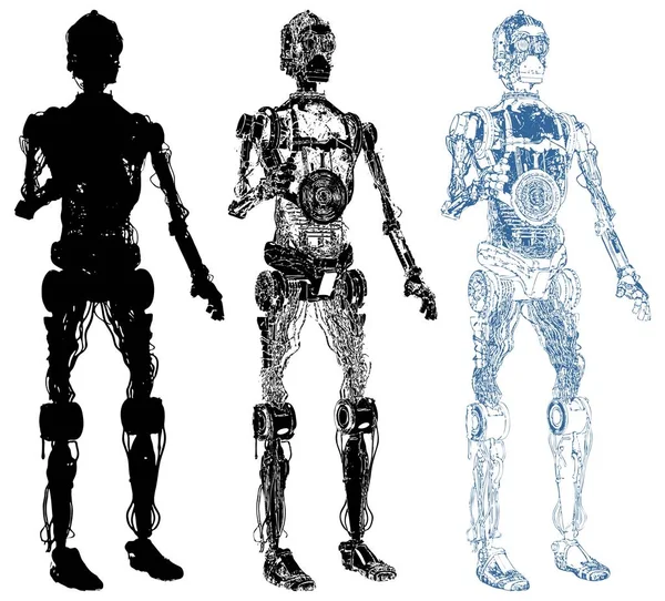 Androide Mit Interner Technologie Ihres Elektrischen Schaltungsvektors — Stockvektor