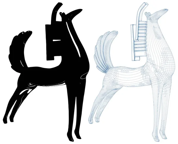 白色背景下的马雕像雕塑雕像矢量分离 — 图库矢量图片