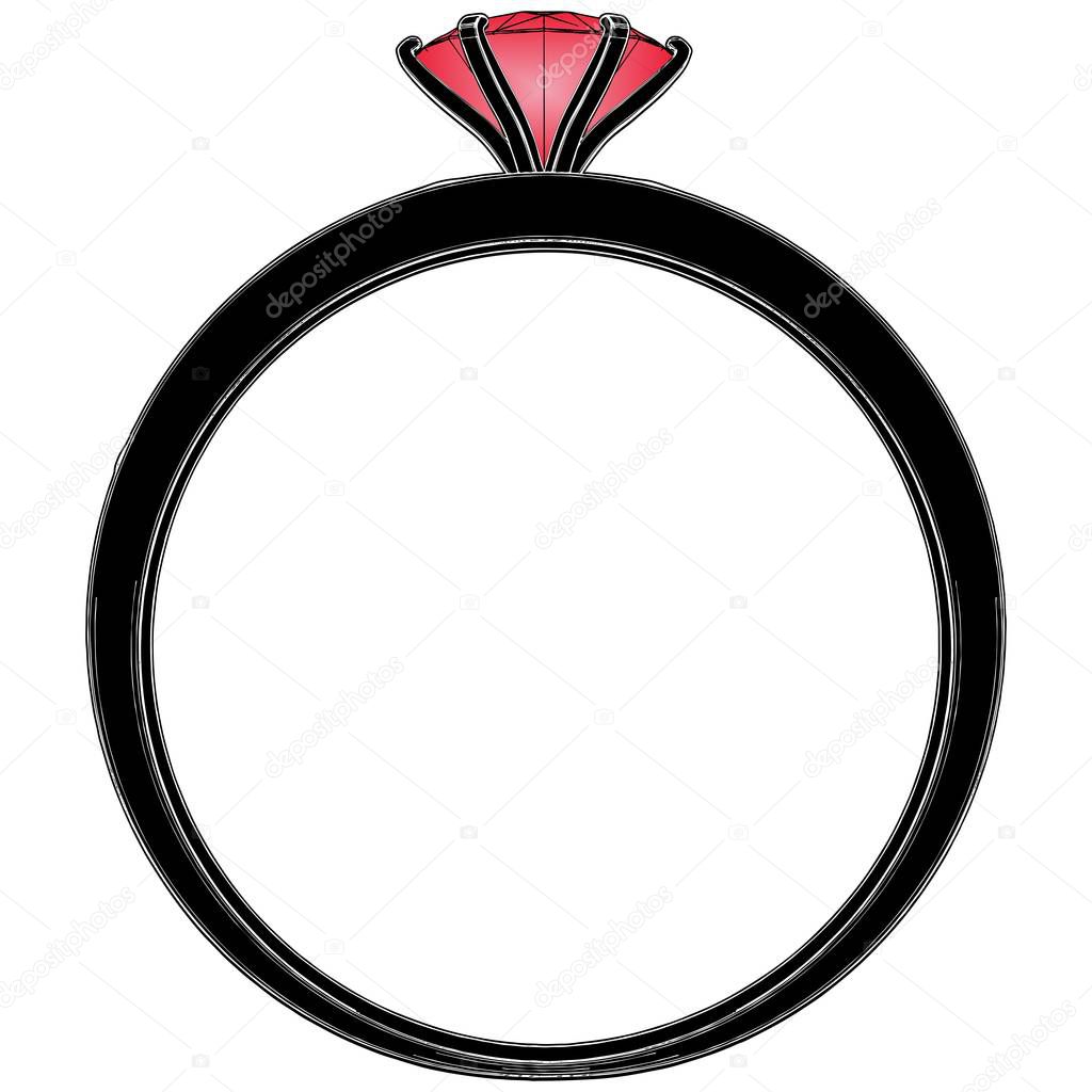 Ring With Diamond Crystal Vector. Illustration Isolated On White Background. A Vector Illustration Of Ring.