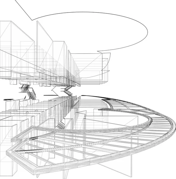 Estructura Abstracta Construcción Líneas Vector Ilustración Aislada Sobre Fondo Blanco — Archivo Imágenes Vectoriales