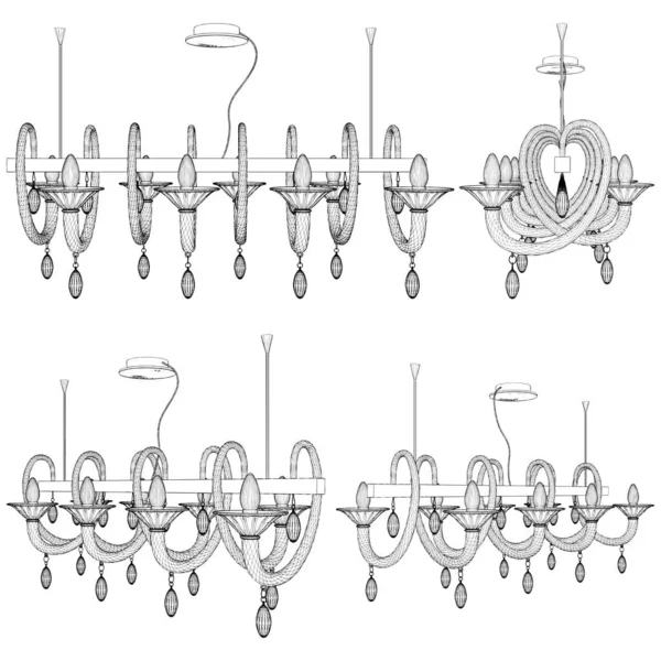 Luster Chandelier Vector Illustration Isolerad Vit Bakgrund Vektor Illustration Retro — Stock vektor