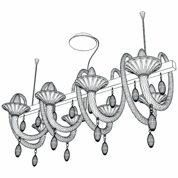 Luster Chandelier Vector Illustration Isolerad Vit Bakgrund Vektor Illustration Retro — Stock vektor