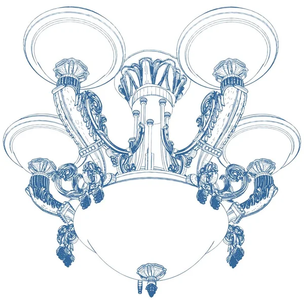 Luster Kroonluchter Vector Afbeelding Geïsoleerd Witte Achtergrond Een Vectorillustratie Van — Stockvector