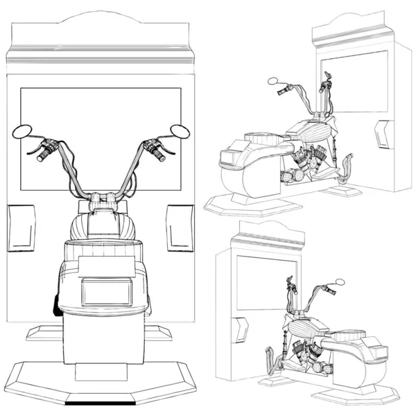 Motociclete Slot Machine Fața Ecranului Arcade Mașină Simulator Curse Motociclete — Vector de stoc