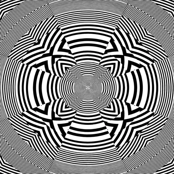 Hypnotic Black White Stripe Shapes Vector Illustration Isolated White Background — Stock Vector