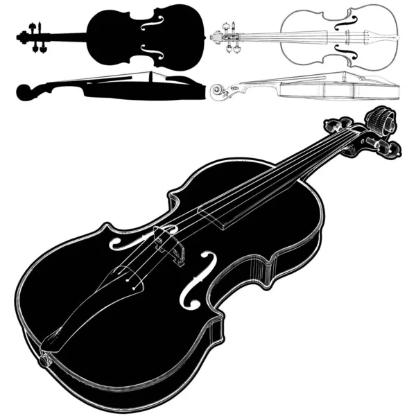 Violin Vector Ilustrace Izolovaná Bílém Pozadí Vektorová Ilustrace Klasického Houslového — Stockový vektor