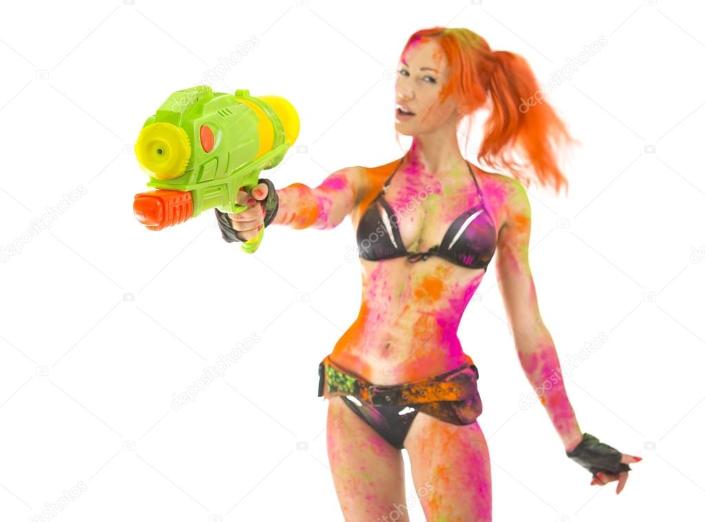 Happy Holi Festival! Crazy Party game - Beautiful Sexy Girl in b