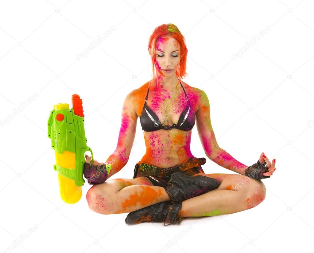 Happy Holi Festival! Crazy Party game - Beautiful Sexy Girl in b