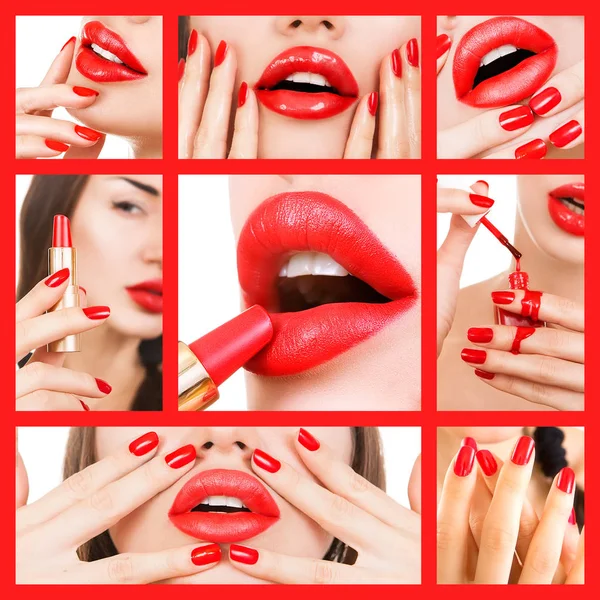 Collage de belleza y maquillaje. Industria de belleza — Foto de Stock