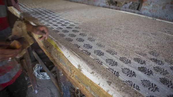 Blockdruck für Textilien in Indien. jaipur block printing tradi — Stockfoto