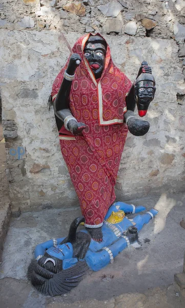 Goddess Kali Ma Murti in Jaipur Temple near local smashan. Statu — Stock Photo, Image