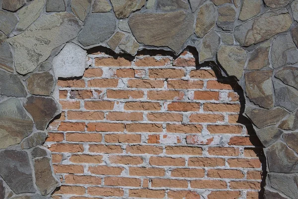 Parede de tijolo velho: Textura de alvenaria vintage - tijolo de pedra — Fotografia de Stock