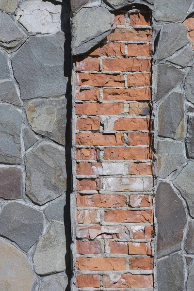 Stará cihlová zeď: textura vinobraní zdivo - kámen cihla — Stock fotografie