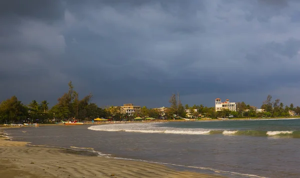 Seashore landscape. Fishing Boats in Sri Lanka during sea storm