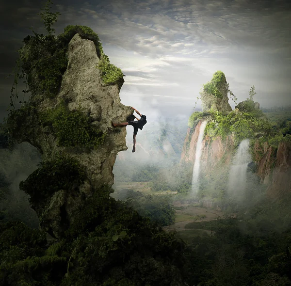 Fantasy Photo, Rock climbers and waterfalls