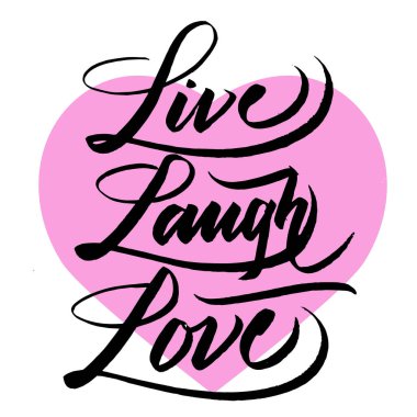 Love 'ı Yaşa. Bebek kıyafetleri, bebek odası dekorasyonları (çantalar, posterler, davetiyeler, kartlar, yastıklar vb.) üzerine basmak için el yazısı alıntıları. Vektör illüstrasyonu