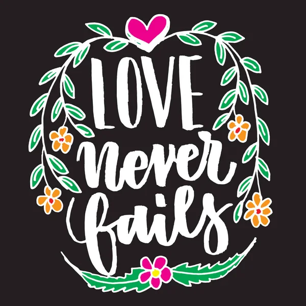 Love Never Fails Citações Românticas Para Impressão Cartões Pôster Outros —  Vetores de Stock