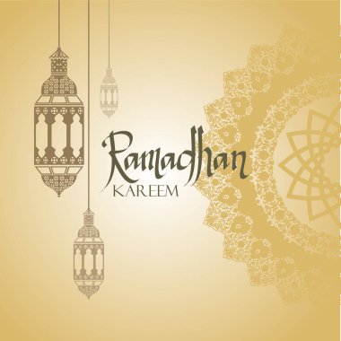 Ramadhan Kareem, Fas Fener Vektörü, tebrik kartı veya arkaplan için Arapça süs