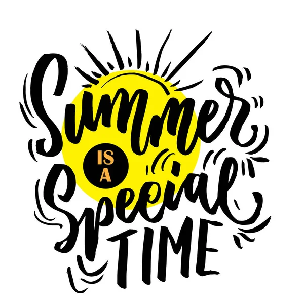 Hora Verão Ilustração Composição Letras Escova Citações Verão Fundo Branco — Vetor de Stock