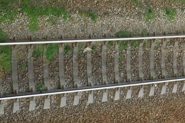 Railway or railroad tracks for train transportation, old railroad — Stock Photo, Image