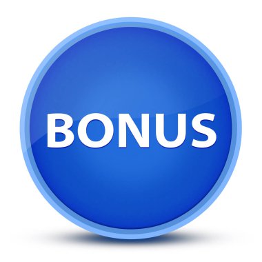 Özel mavi yuvarlak düğmede izole edilmiş bonus soyut illüstrasyon