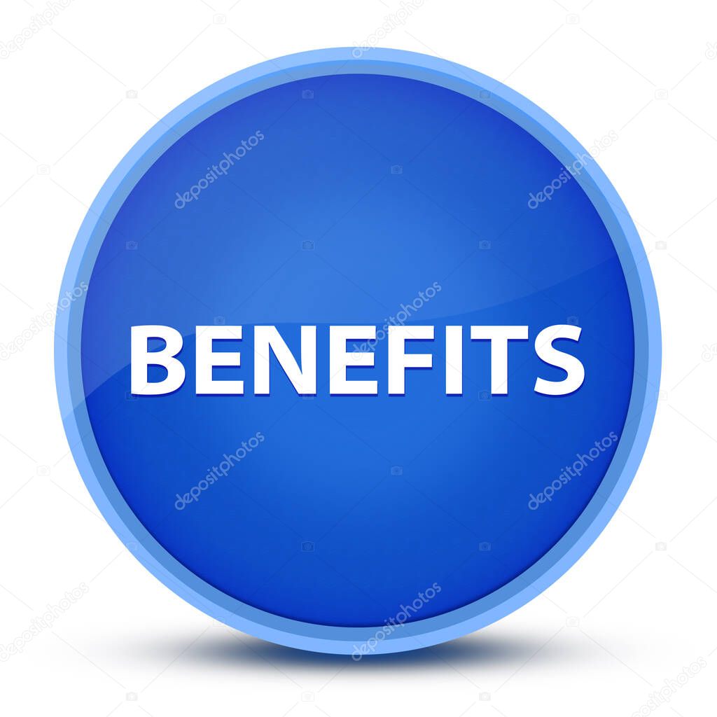 Benefits isolated on special blue round button abstract illustration