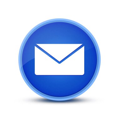 Mavi yuvarlak düğmede e- posta simgesi izole edildi