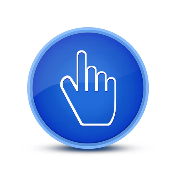 青い丸ボタンの抽象的なボタンの抽象的なイラストに孤立した手のアイコン — ストック写真