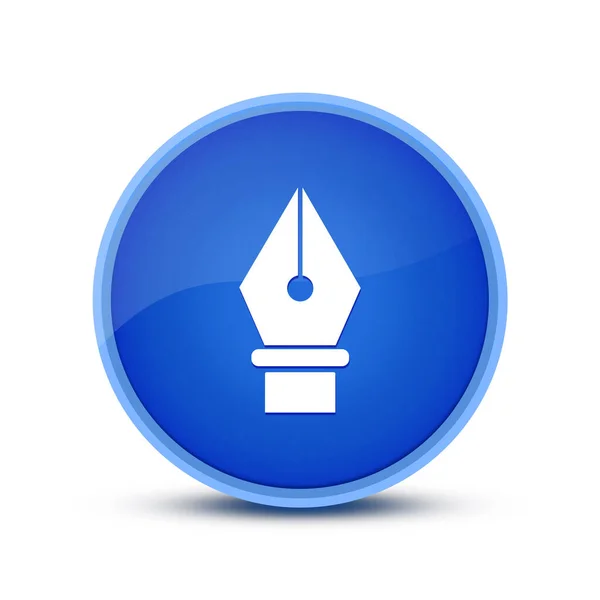 Ikona Narzędzi Długopisu Izolowana Szklanym Niebieskim Okrągłym Przycisku Abstrakcyjna Ilustracja — Zdjęcie stockowe
