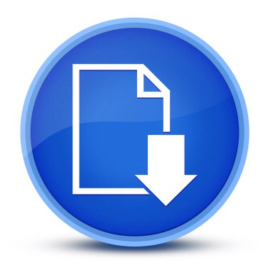 Özel mavi yuvarlak tuş soyut illüstrasyonunda indirme (belge simgesi) izole edildi