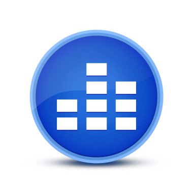 Eşitleyici simgesi, cam mavisi yuvarlak tuş soyut illüstrasyonunda izole edildi