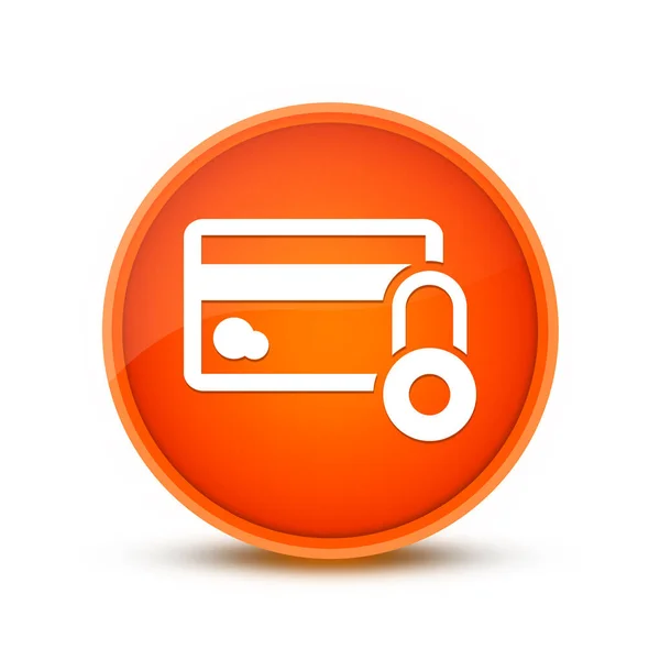 Ikona Bezpieczeństwa Karty Kredytowej Izolowane Specjalne Pomarańczowy Okrągły Przycisk Abstrakcyjny — Zdjęcie stockowe