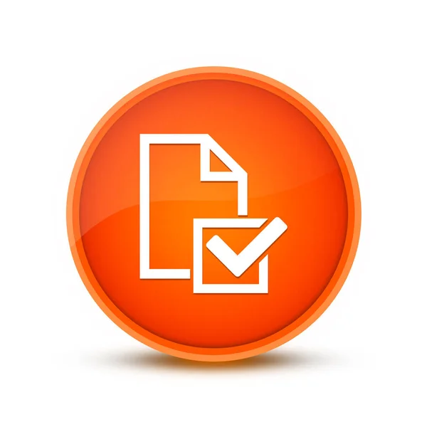 Enquête Checklist Pictogram Geïsoleerd Glazig Oranje Ronde Knop Abstract — Stockfoto