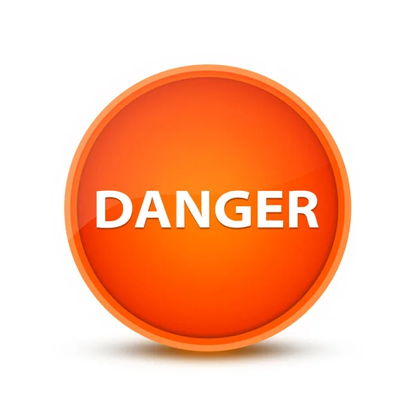Gefahr Isoliert Auf Glasig Orangefarbenem Runden Knopf Abstrakt — Stockfoto