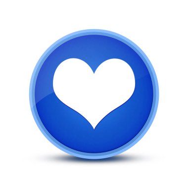 Mavi yuvarlak düğme üzerinde izole edilmiş aşk simgesi soyut resimleme