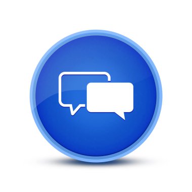 Tanıklık simgesi, cam mavisi yuvarlak düğmeye izole edilmiş soyut illüstrasyon