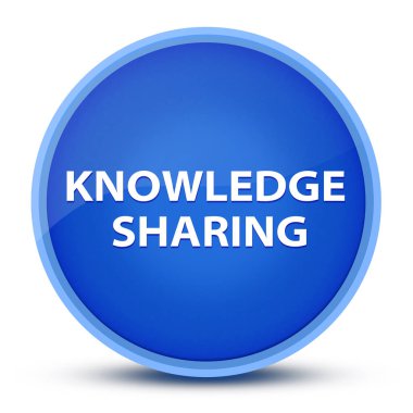 Bilgi Paylaşımı özel mavi yuvarlak tuş soyut illüstrasyonunda izole edildi