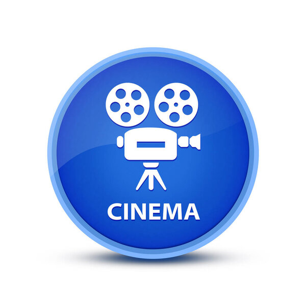 Cinema icon isolated on glassy blue round button abstract illustration