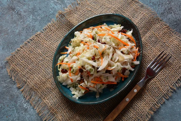 Cabbage Salad Carrot Smoked Almonds Dried Cranberries Coleslaw Salad Fermented — Stock Photo, Image