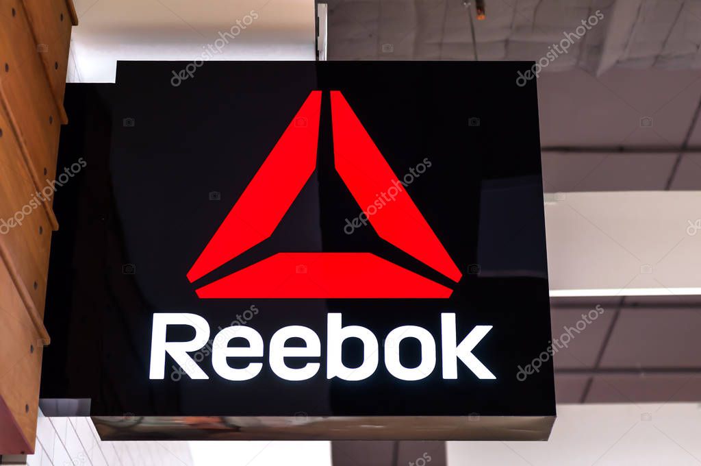 Minsk, Belarus - november 1, 2019: Reebok logo at the store in an outlet center.