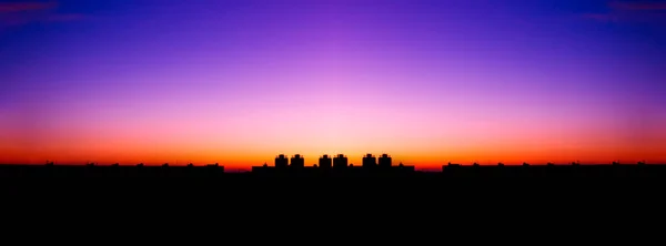 Colorful Sunset Backdrop City Landscape Panorama — Stock Photo, Image