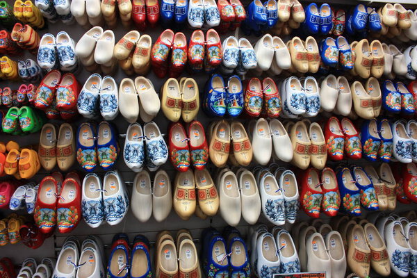 the famous Dutch shoes or clogs to wear that have become a symbol of Amsterdam