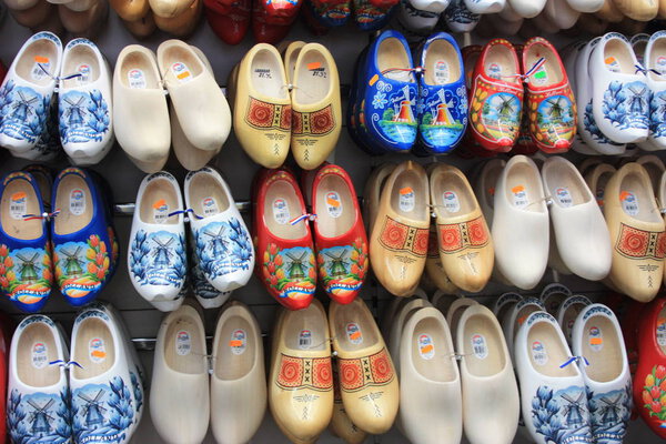 the famous Dutch shoes or clogs to wear that have become a symbol of Amsterdam