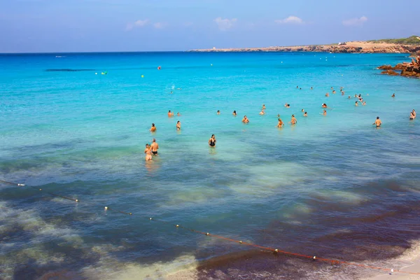 Cala Saona Che Una Delle Spiagge Più Belle Ibiza Con — Foto Stock