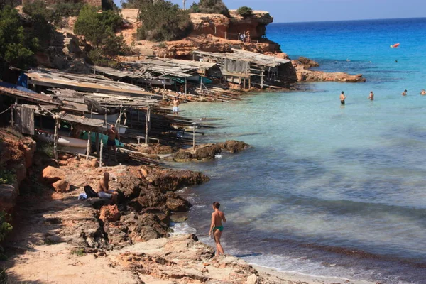 Cala Saona Einer Der Schönsten Strände Von Ibiza Mit Seinem — Stockfoto