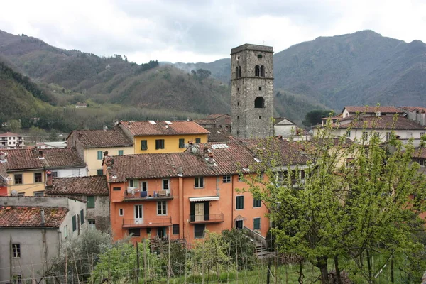 Starověká Středověká Vesnice Shora Borgo Mozzano Lucce — Stock fotografie