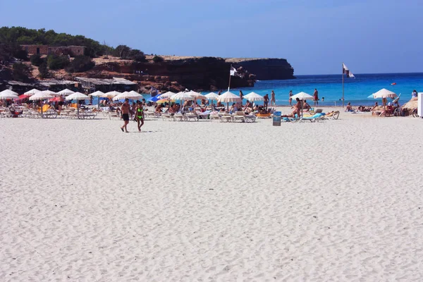 Mavi Deniz Formentera Nın Güzel Plajları Kurak Balearic Doğayla Çevrili — Stok fotoğraf