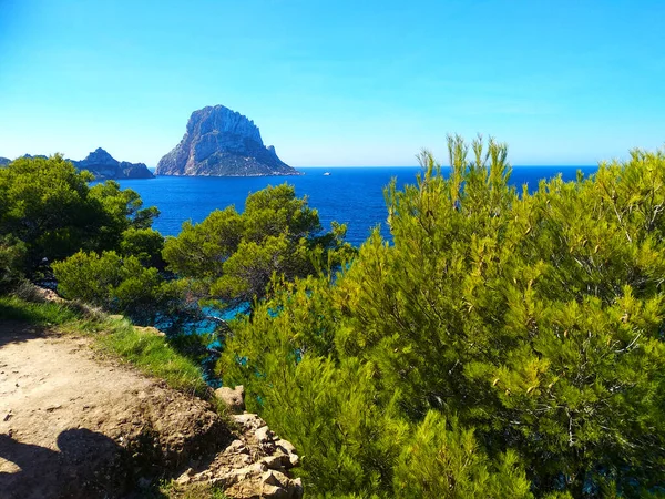 Vista Superior Cala Hort Uma Bela Praia Ibiza Espanha — Fotografia de Stock
