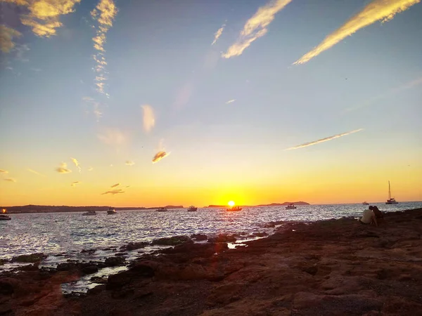 Romantischer Sonnenuntergang Der Küste Des Mediterranen Meeres Spanien — Stockfoto