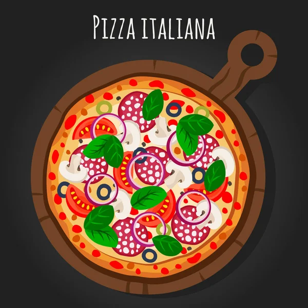 Pizza Italiana Vetor Plana Ilustração —  Vetores de Stock